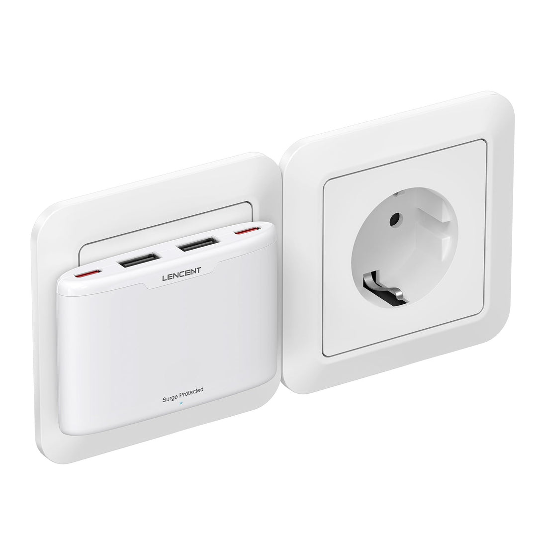 LENCENT Flaches USB C Ladegerät Slim Wandladegerät Netzteil 4-Port Charger dünner Ladestecker Mehrfa