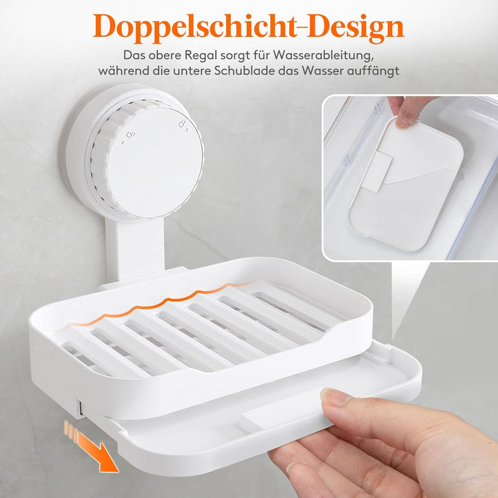 Lifewit Seifenschale Saugnapf für Dusche, Seifenschale mit ablauf, Kunststoff Seifenhalter Ohne Bohr