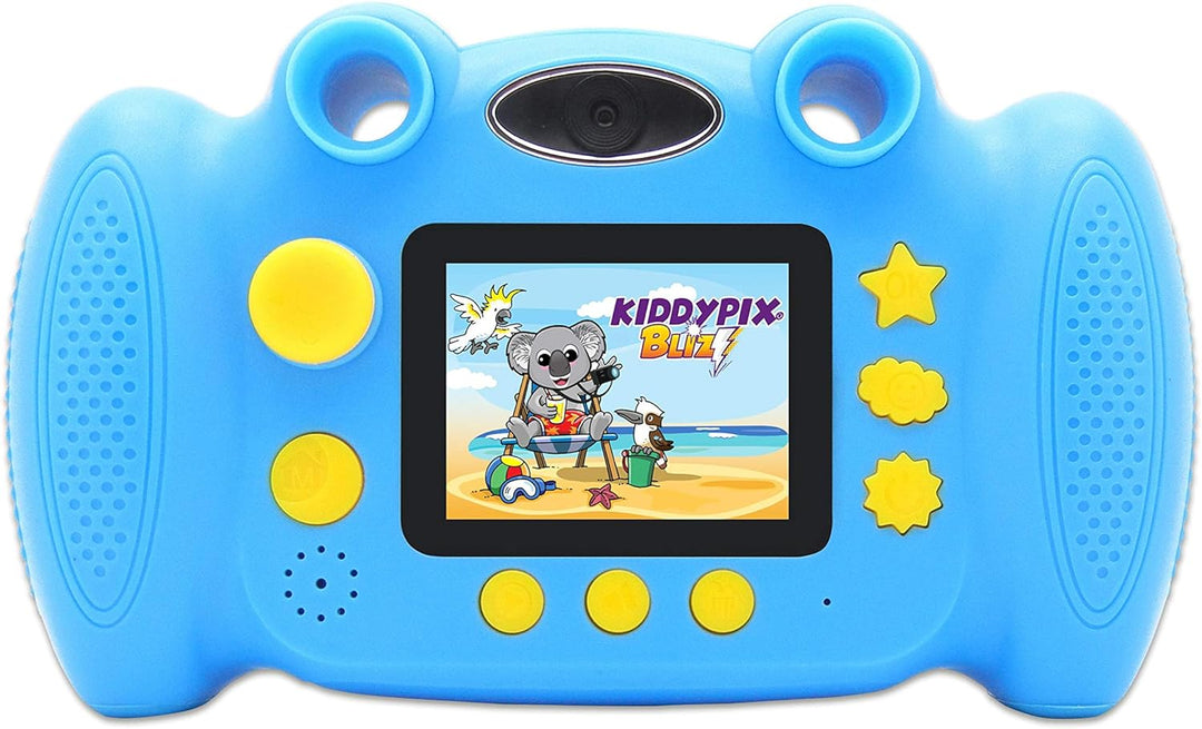 Kiddypix 'Blizz' Kinderkamera mit Webcam-Funktion, gummierte Aussenseite, Integrierte Spiele, Blau