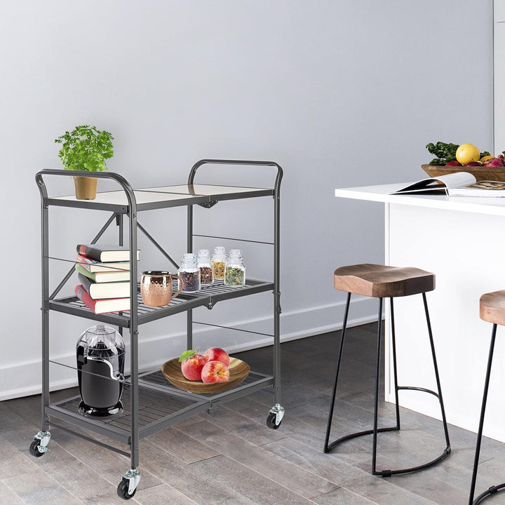 ONVAYA® Küchenwagen James klappbar | Servierwagen klappbar | Etagenwagen | Beistellwagen | Grau | Kü