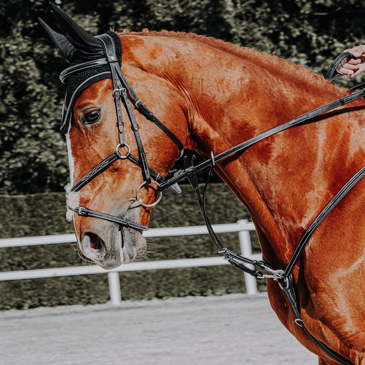 SUNRIDE teilbare Gummizügel mit Stegen für Pferde, aus weichem Echtleder und griffigem Gummi (Pony 2