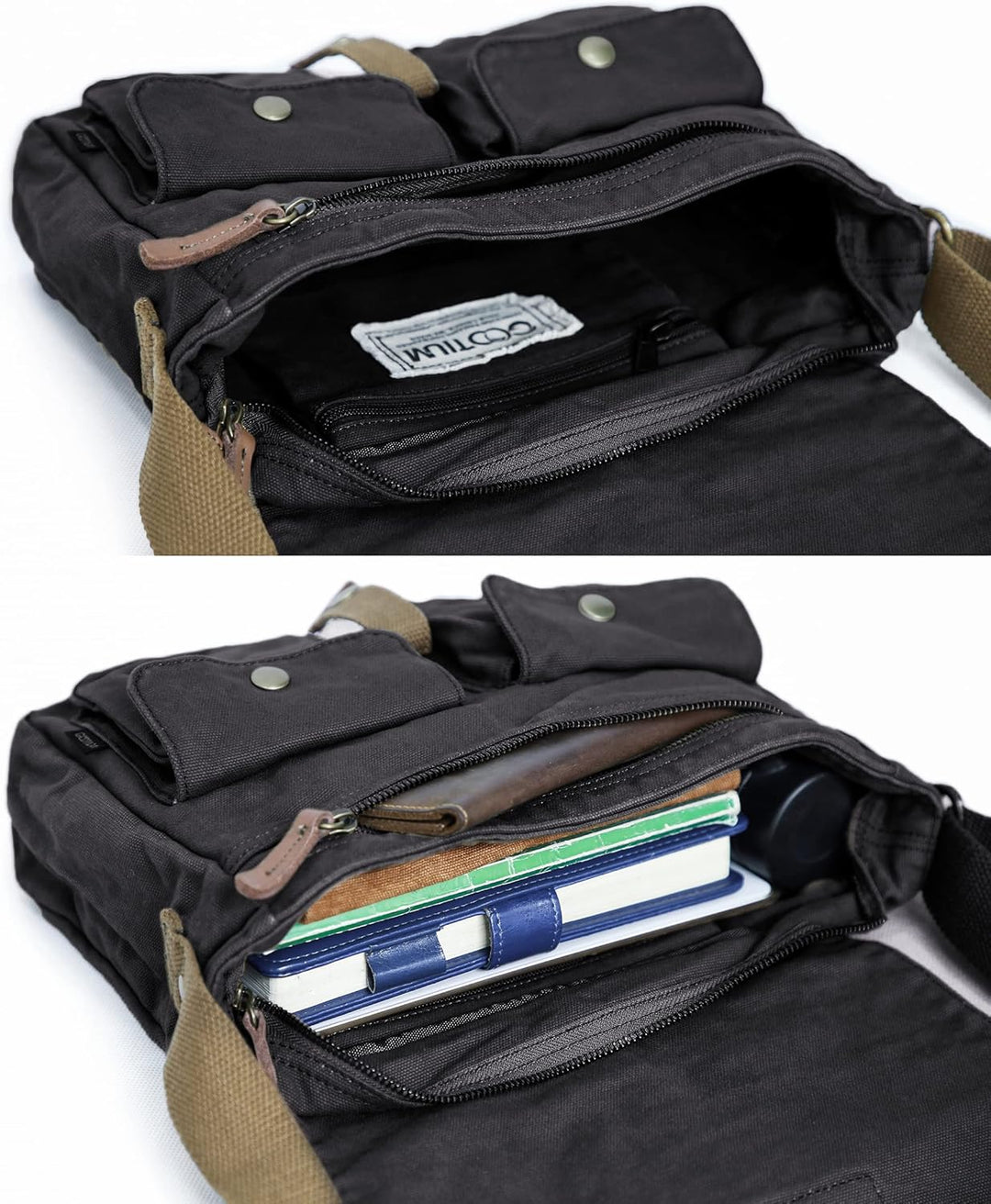Gootium Umhängetasche aus Segeltuch – Messenger Bag Canvas Vintage für Damen und Herren Charcoal, Ch
