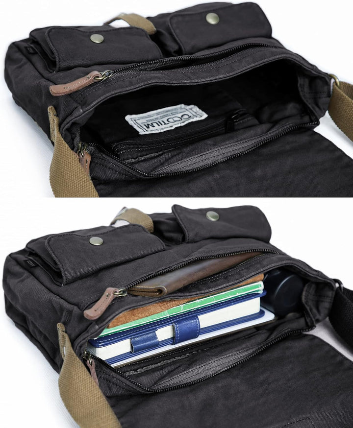 Gootium Umhängetasche aus Segeltuch – Messenger Bag Canvas Vintage für Damen und Herren Charcoal, Ch