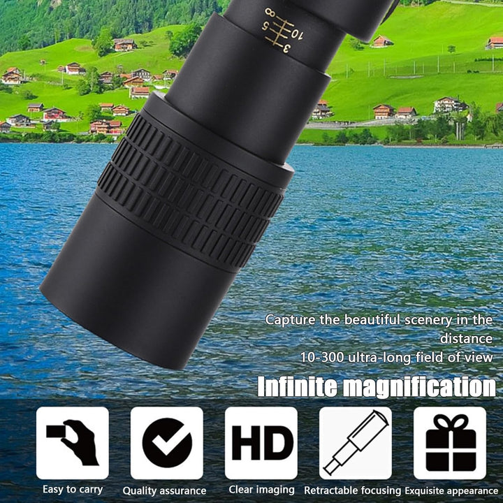 Tragbares Monokular-Teleskop, Nachtsicht-Monokular | 10-300X Handteleskop - Leichtes Monokular für d