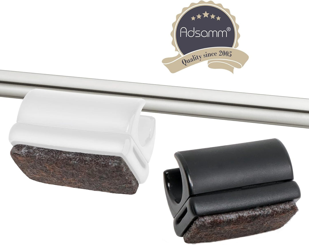 Adsamm® / 16 x Klemmschalengleiter mit Filz/Schwarz/ø 9-10 mm/Rund/Schalengleiter mit austauschbarem