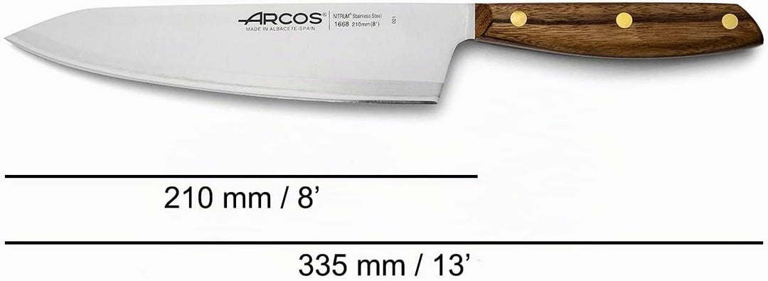 Arcos Serie Nordika - Kochmesser - Edelstahl NITRUM - Klinge 210 mm - Ovengkol Holzgriff 100% natürl