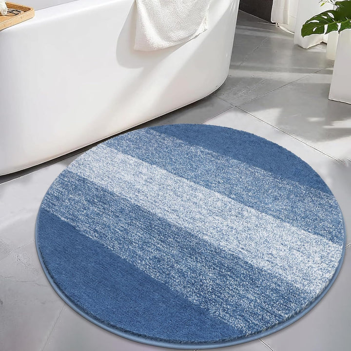 Gross Rund Badematte 120 cm Blau, Weich rutschfest Badteppich Maschinenwaschbar Badezimmerteppich Wa