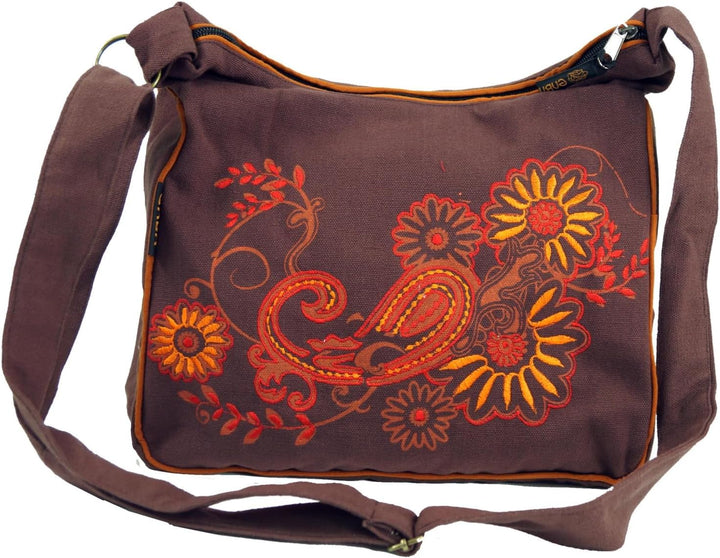 GURU SHOP Schultertasche, Hippie Tasche, Goa Tasche - Grün, Herren/Damen, Baumwolle, 23x28x12 cm, Al