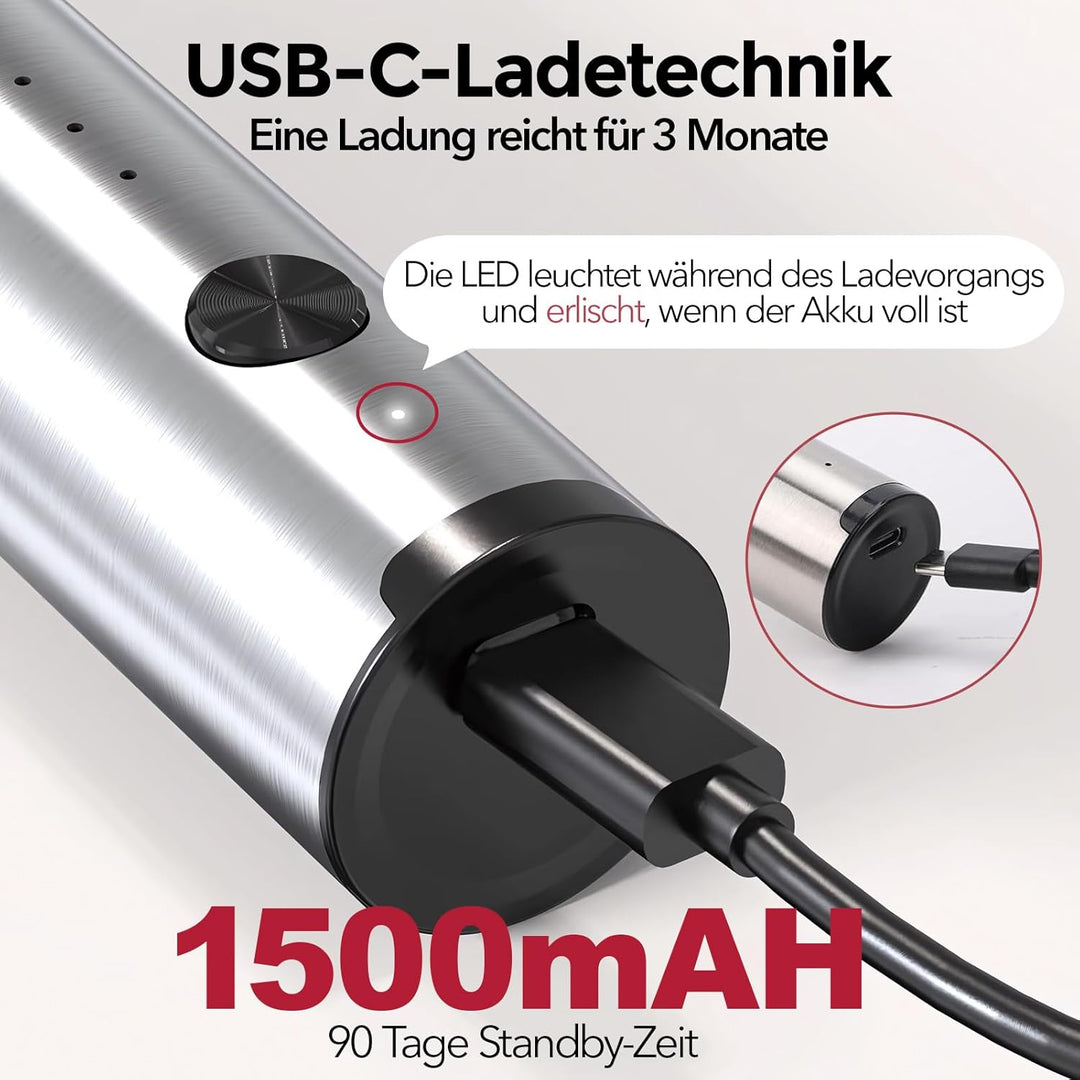 YARRAMATE Edelstahl Akku Handheld Milchaufschäumer Mit Ständer – Elektrischer 3-Gang Rührstab Mit 2