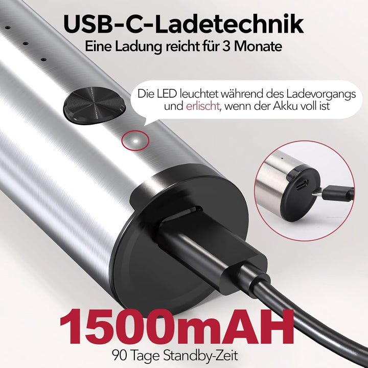 YARRAMATE Edelstahl Akku Handheld Milchaufschäumer Mit Ständer – Elektrischer 3-Gang Rührstab Mit 2