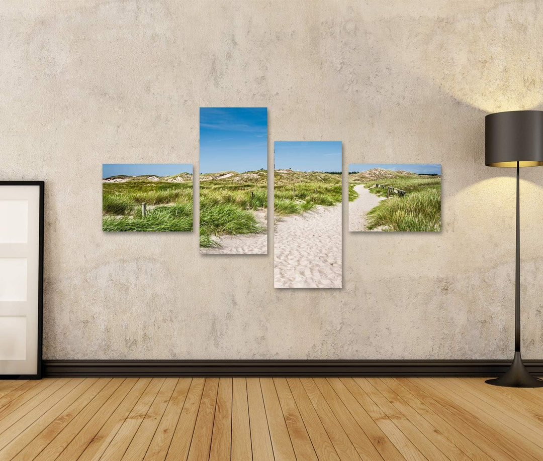 islandburner Bild auf Leinwand Schöne Dünenlandschaft Traditioneller Leuchtturm Nordseeinsel Amrum S