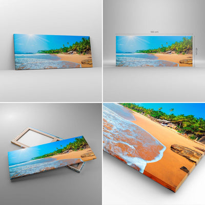 Bilder auf Leinwand 100x40cm Leinwandbild Insel Landschaft Maledivie Freiheit Gross Wanddeko Bild Sc