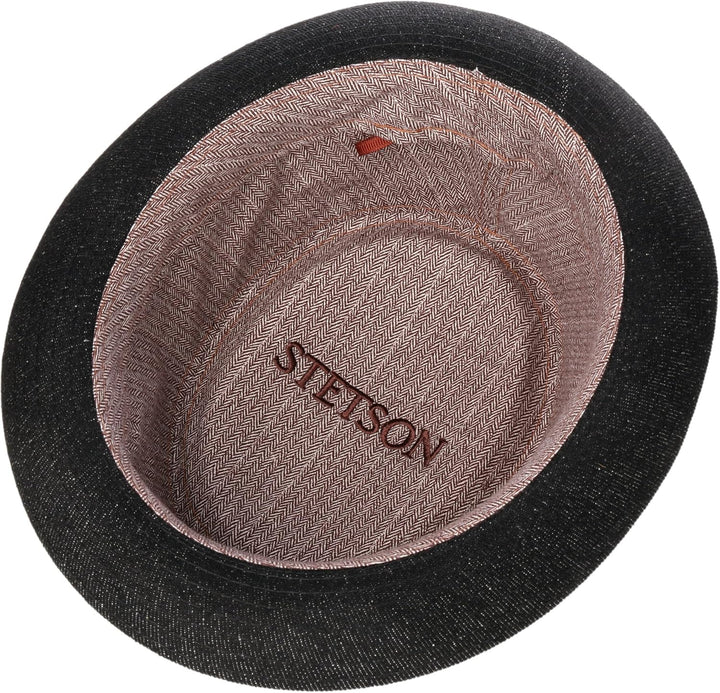 Stetson Classic Pork Pie Denim Hut Einfarbig Rund Flach Mehrfarbig Logo Made in Italy Ganzjahrig XXL
