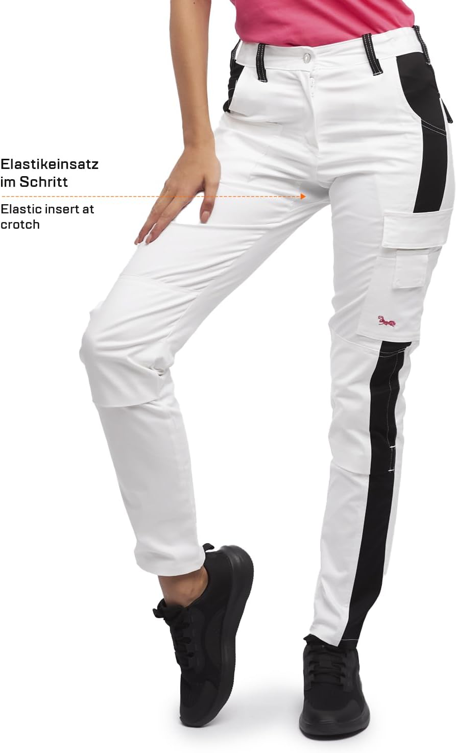 strongAnt Damen Arbeitshose komplett Stretch für Frauen Bundhose mit Kniepolstertaschen Schwarz Grau