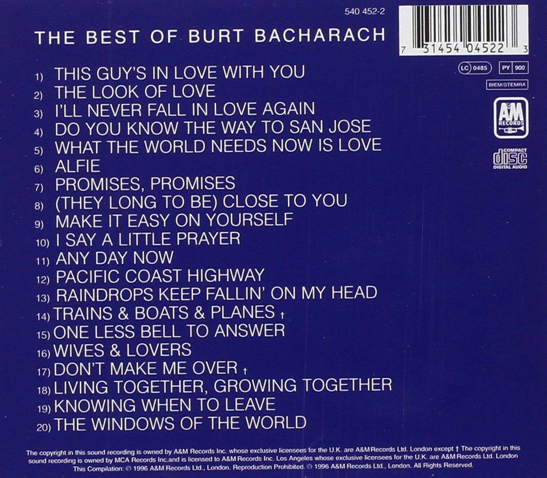 The Best of Burt Bacharach, Audio-CD