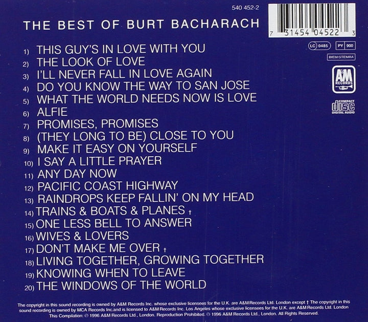 The Best of Burt Bacharach, Audio-CD