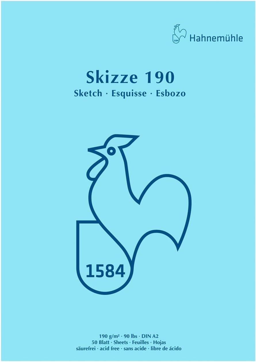 Hahnemühle Skizzenblock 190, kopfgeleimt, hellweiss, DIN A2, 190g/m², 50 Blatt