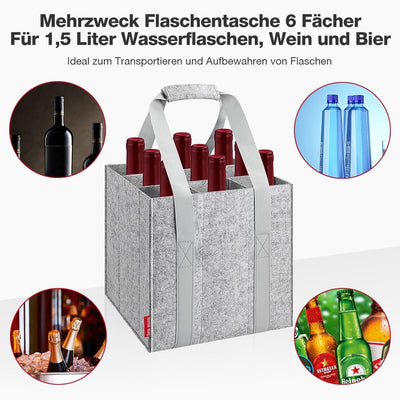 Eurhomewit Flaschentasche 9 Flaschen Flaschenträger, Filz Flaschen Tasche Wiederverwendbar Männerhan