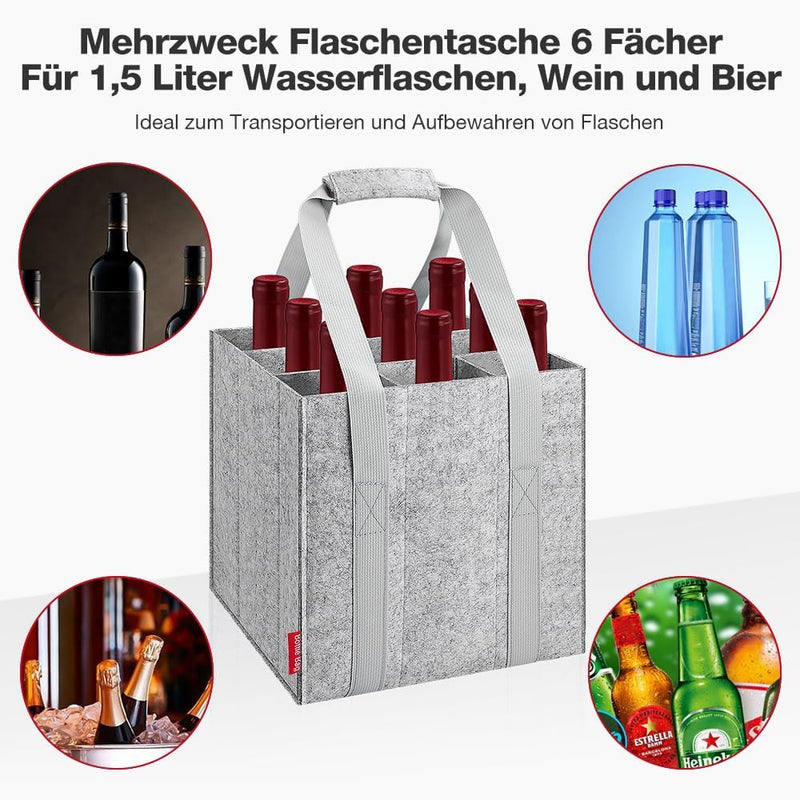 Eurhomewit Flaschentasche 9 Flaschen Flaschenträger, Filz Flaschen Tasche Wiederverwendbar Männerhan
