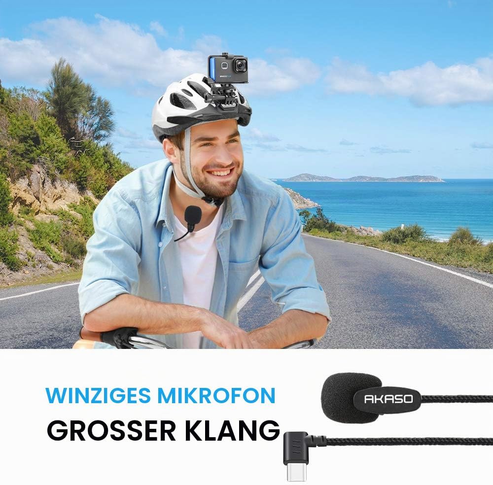AKASO Externes Mikrofon Brave 7/Brave 8/Brave 6 Plus Nur Action Cam (Typ-C)