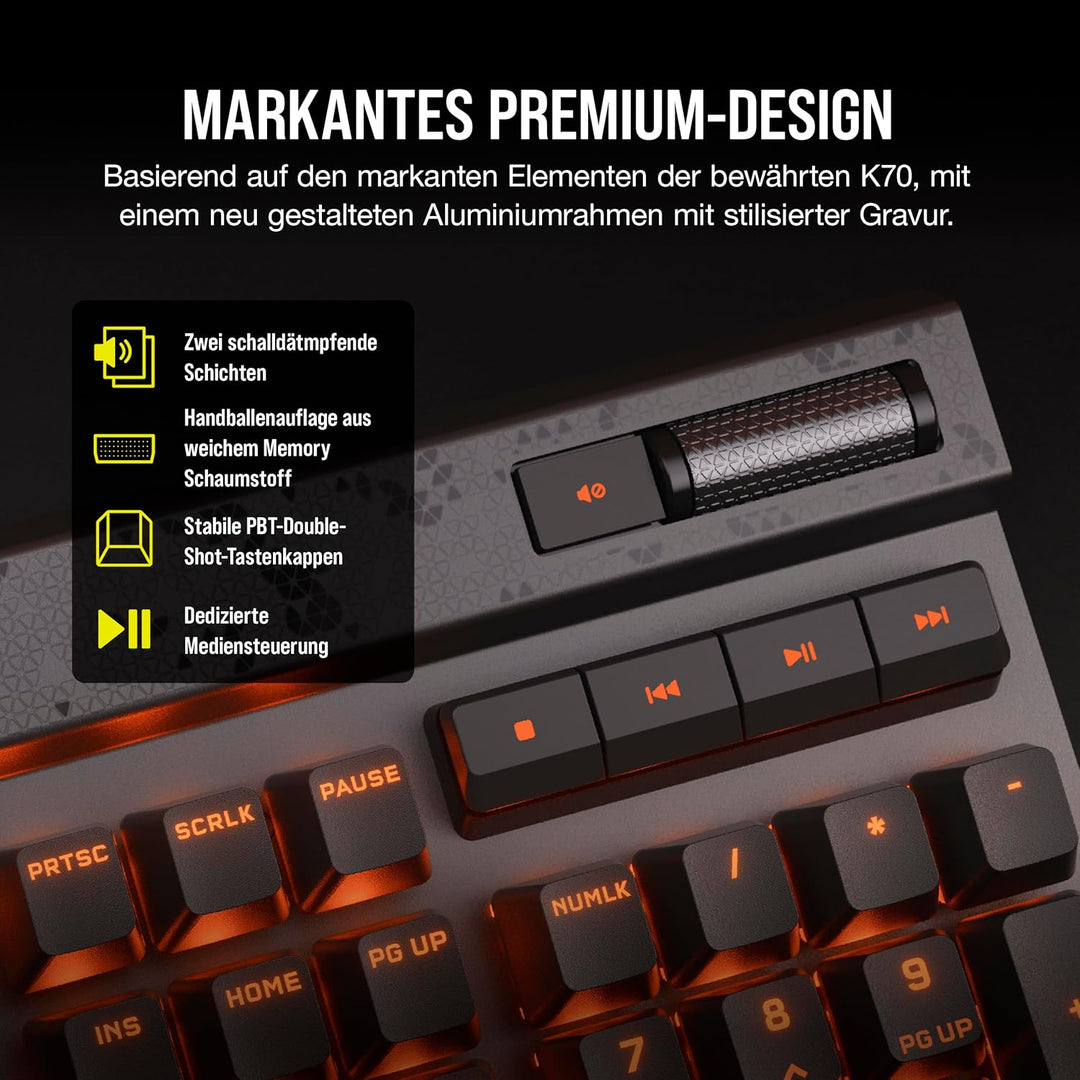 CORSAIR K70 MAX RGB Magnetisch-Mechanische Kabelgebundene Gaming-Tastatur - Einstellbare MGX-Schalte