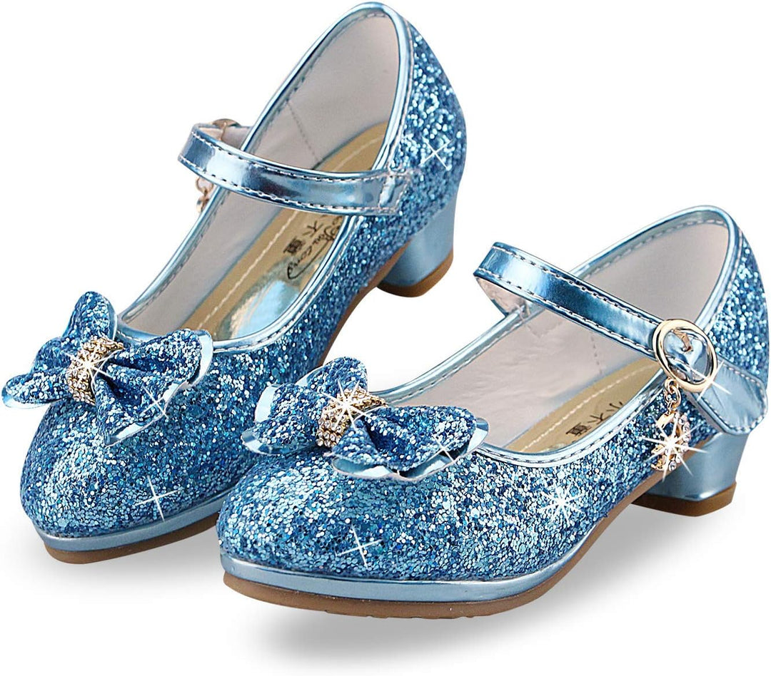 ANBIWANGLUO Prinzessin Schuhe Mädchen High Heels Sandalen Mädchen Pailletten Party Pumps Kinder 27 E