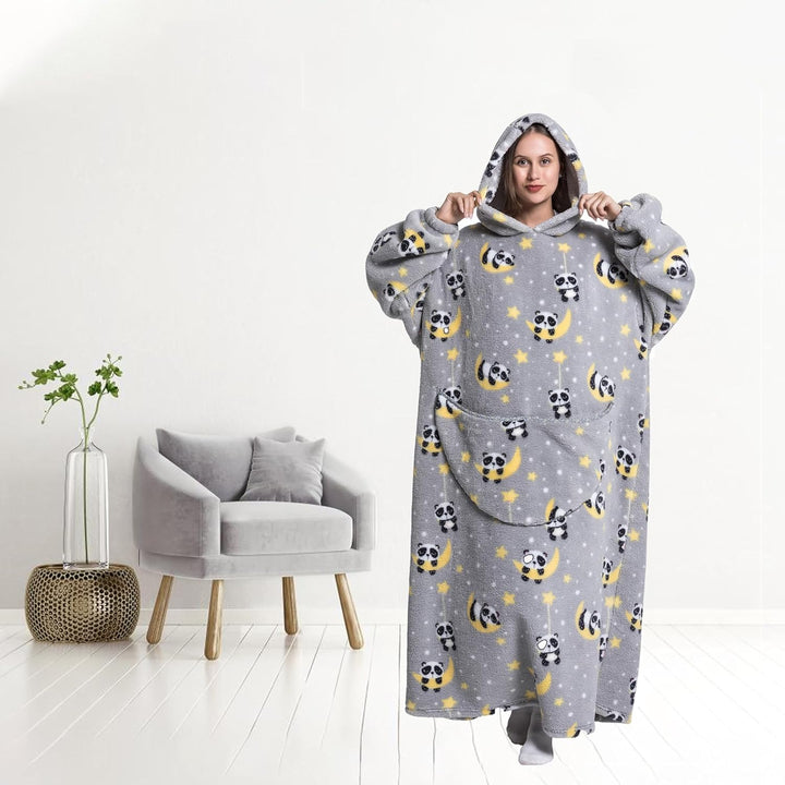 Lange Hoodie Decke mit Ärmeln für Damen & Erwachsene - Kuscheldecke mit Ärmeln - Weiche & Warme Deck