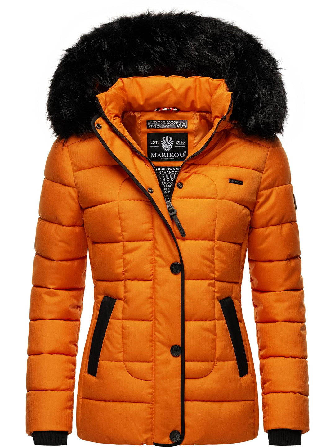 MARIKOO Damen warme Winter Steppjacke mit Kapuze Unique XS-XXL XS Burnt Orange, XS Burnt Orange