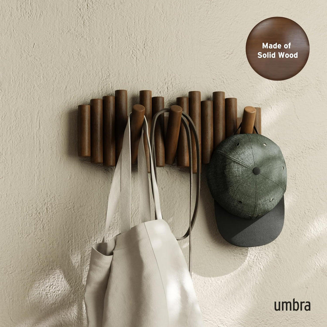 Umbra Picket Garderobenhaken - Garderobenleiste und Moderne Wand Dekoration mit 5 Klapphaken aus ges