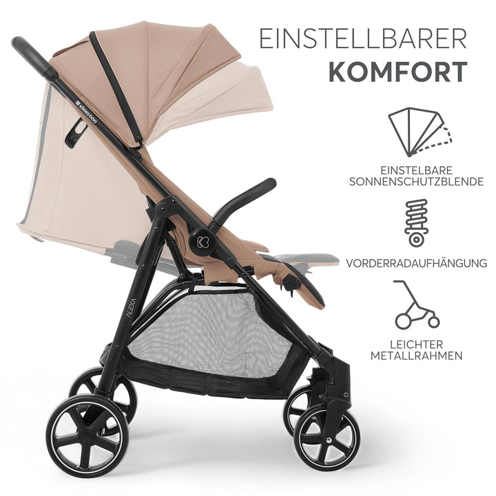 KikkaBoo Kindersportwagen ALEXA, Kinderwagen bis zu 22 kg, leicht, kompakt, einhändiges Falten, vers
