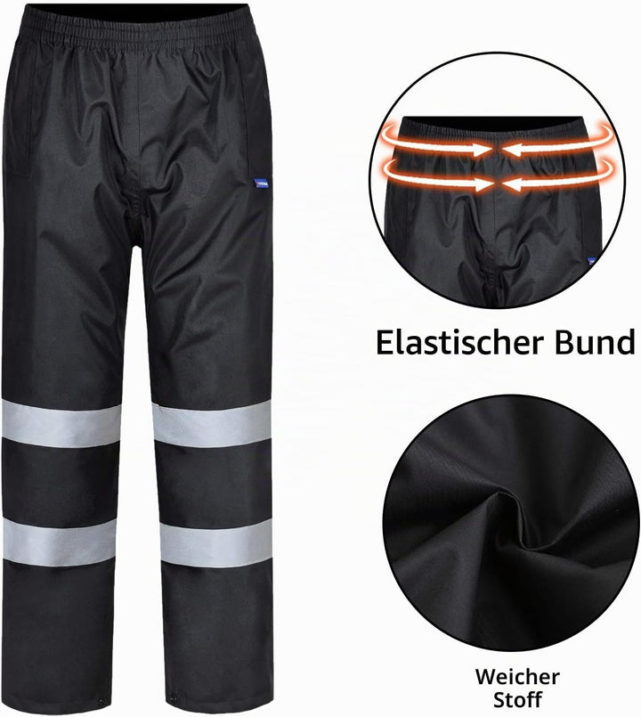 AYKRM Regenhose Fahrrad Warnschutz Regen-Latzhose schwarz warnregenhose Arbeitshose Regenhosen für H