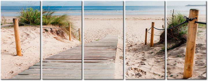 murando Acrylglasbild Strand 200x80 cm 5 Teilig Wandbild auf Acryl Glas Bilder Kunstdruck Moderne Wa