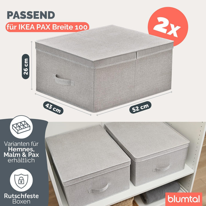 Blumtal Organizer Ordnungssystem 2er Set gross mit Deckel Kompatibel mit IKEA PAX Breite Kommode - S
