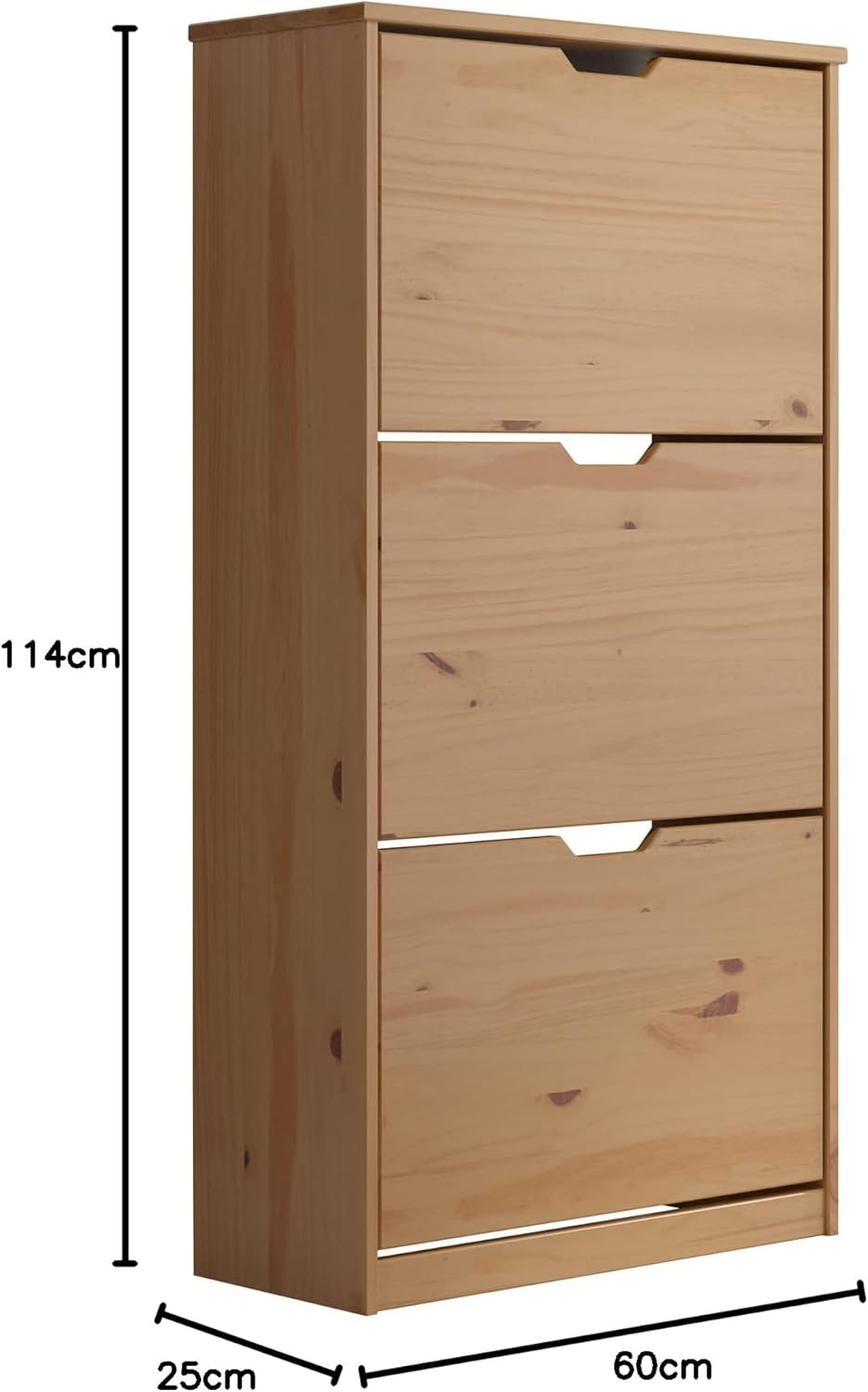 Inter-Furn Garderobe Schuhschrank Schuhkommode Schuhkipper Mestre, 60 x 114 x 25 cm Kiefer Honig Sch