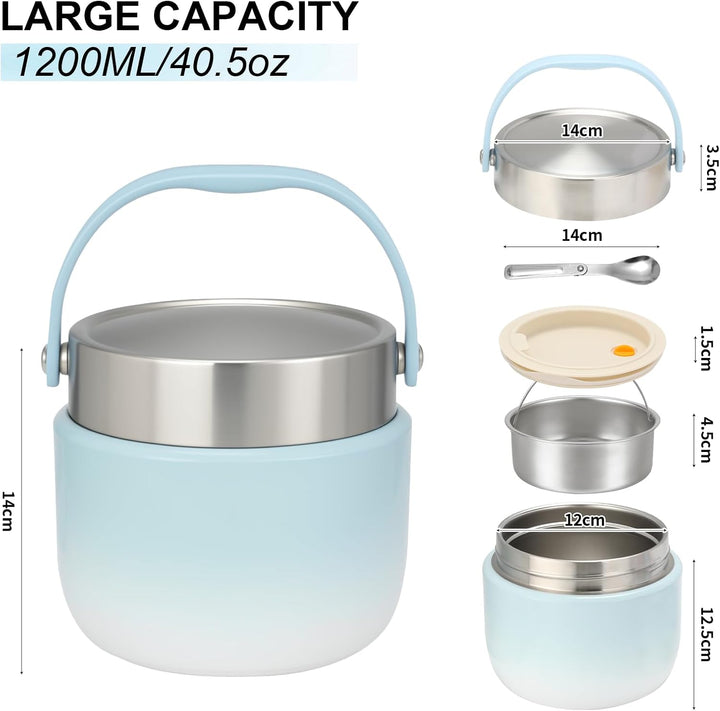 VINATO 1.2L Thermobehälter Für Essen Thermo Lunchbox Bento Box Erwachsene mit Edelstahl, Auslaufsich
