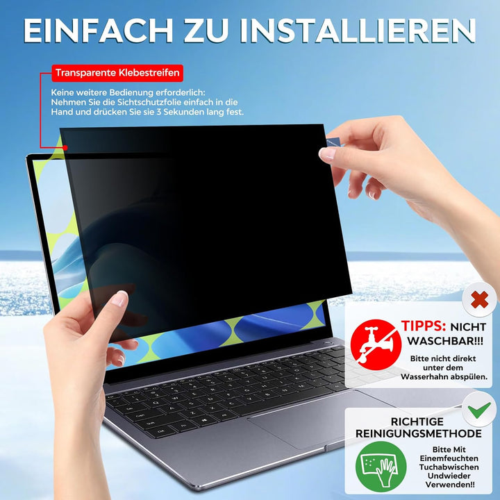 Blickschutzfolie für 13,3 Zoll Laptop 16:9 Sichtschutzfolie,Abnehmbar sichtschutz, Anti Blaulicht Bl