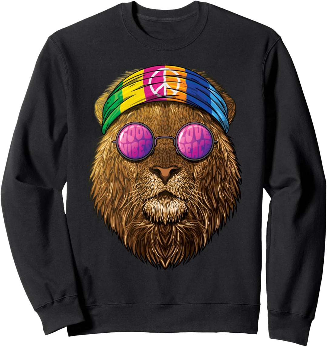 Hippie Löwe Liebe Friedenszeichen 70er Jahre Hippie Grosser Sweatshirt