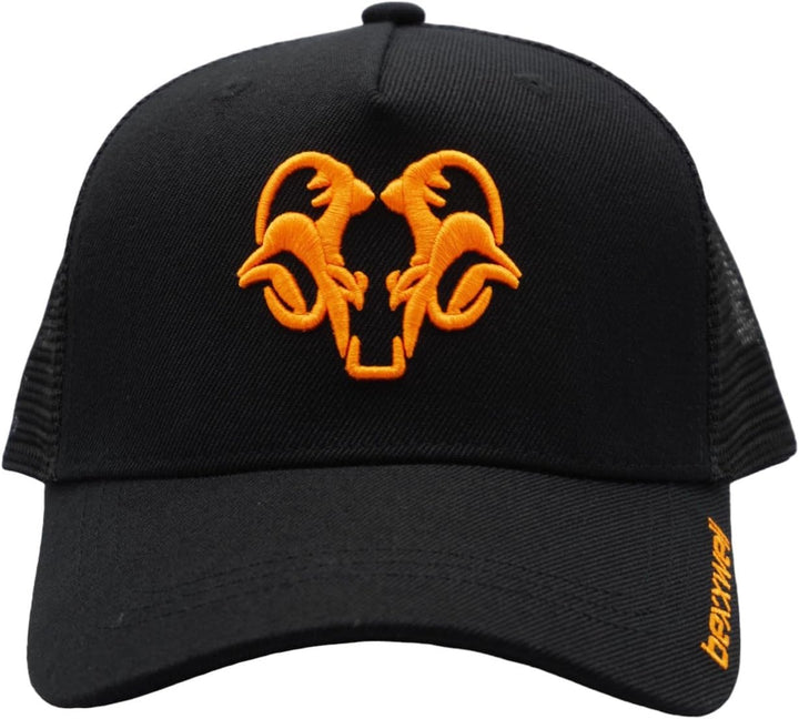 Bexxwell Trucker Cap schwarz/orange mit 3D Logo-Stickerei (optimale Passform, Kappe, Black, Truckerc