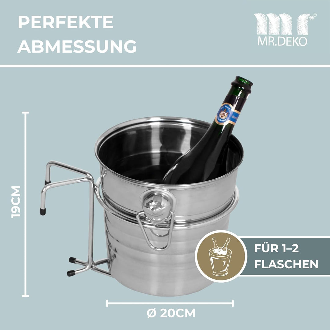 MR. DEKO Champagnerkühler für Strandkörbe - Sekt - Behälter - Kühler - Edel - EIS - Accessoire - Gar