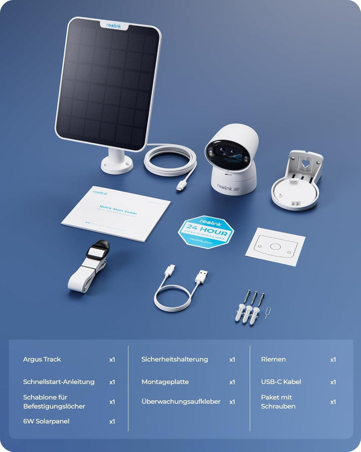 Reolink 4K Solar Überwachungskamera Aussen Akku mit 360° PTZ, Auto-Tracking, Dual Lens, 8MP WLAN Kam