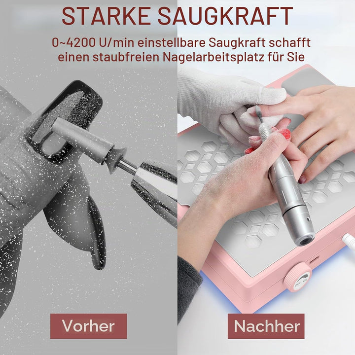 Madenia Professionell Staubabsaugung für Nägel - 56W Leistungsstark Nagelstaubsauger mit 2 Filters u
