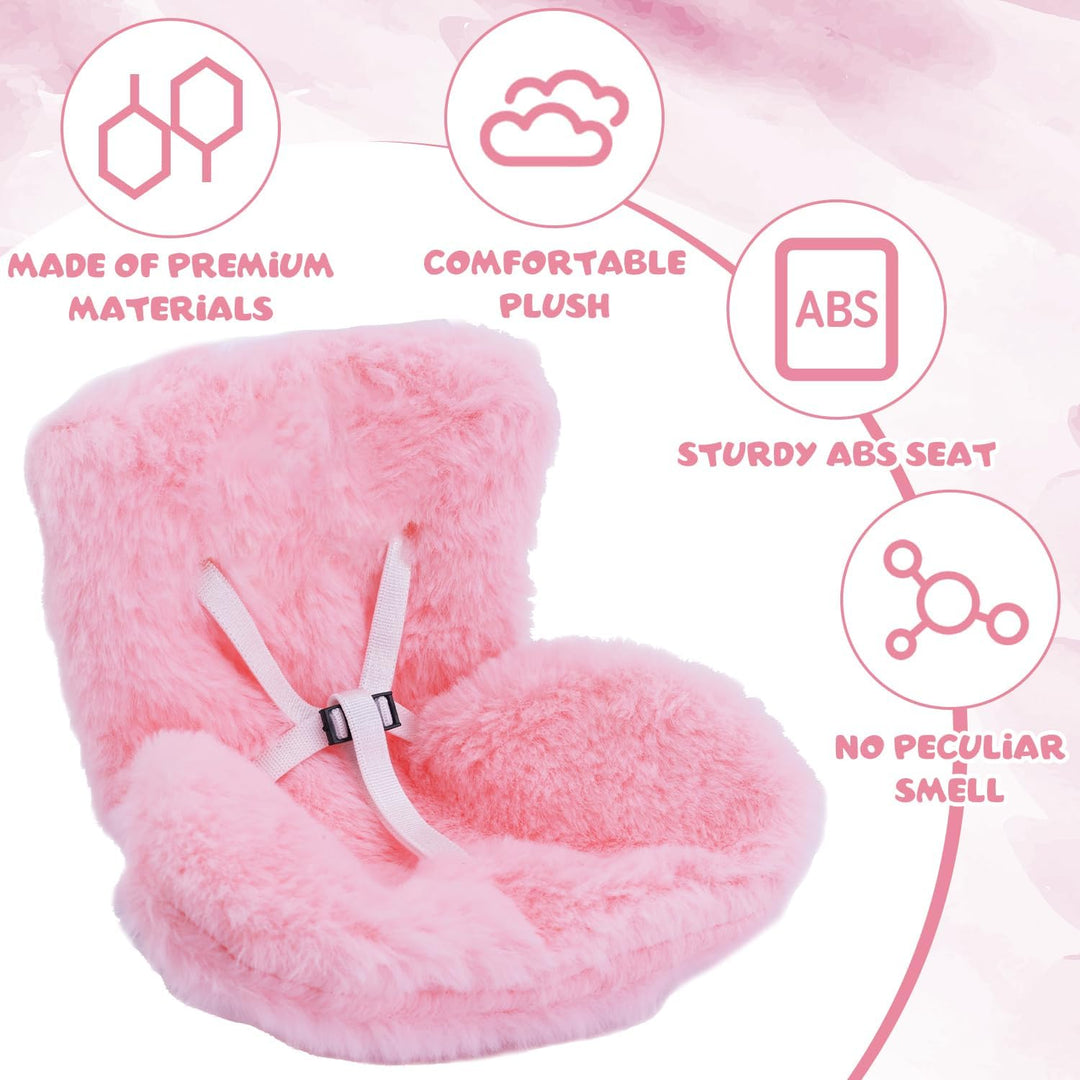 BOXOB Auto-Puppen-Sicherheitssitz, Süsser Sicherheitssitz mit Weichem Plüsch Rosa Dekoratives Sofa z
