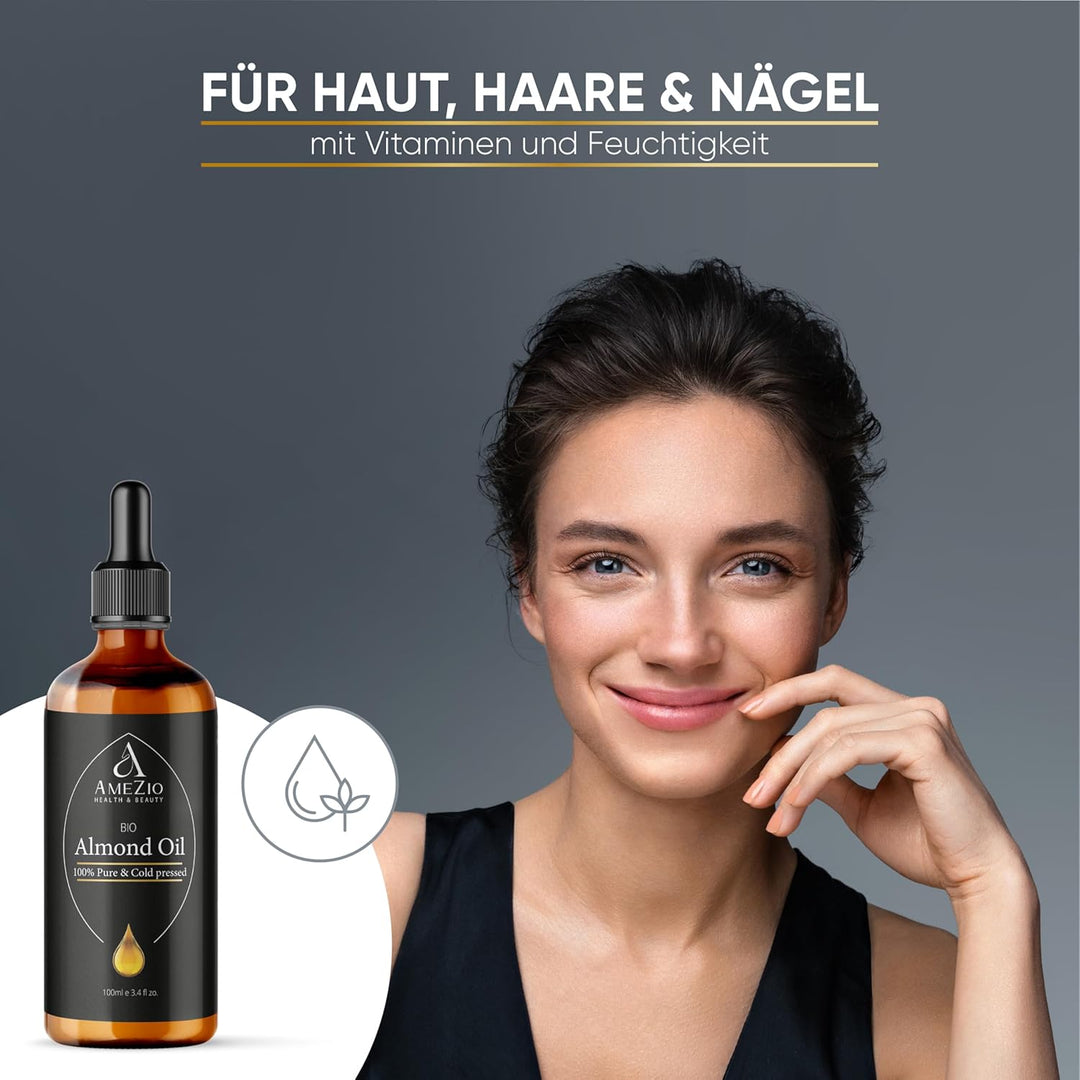 Mandelöl Bio Kaltgepresst I Für Haare, Gesicht, Körper, Haut I Mandelöl baby I 100% rein und nachhal