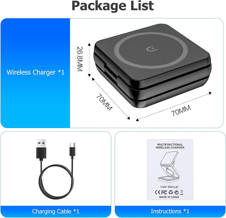 3 in 1 Faltbare Kabellose Ladestation Magsaf Induktive Ladestation für Appple Watch und Phone, Wirel