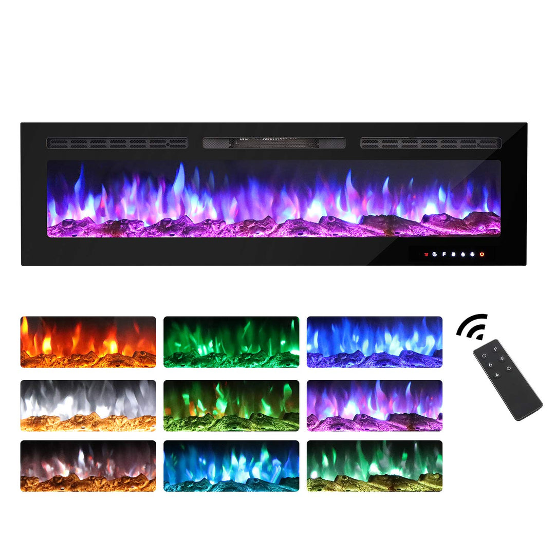 M.C.Haus Elektrischer Kamin, Touchscreen, Glasplatte, Bunte Flamme, Einsatz, Wandmontage, Heizung, F