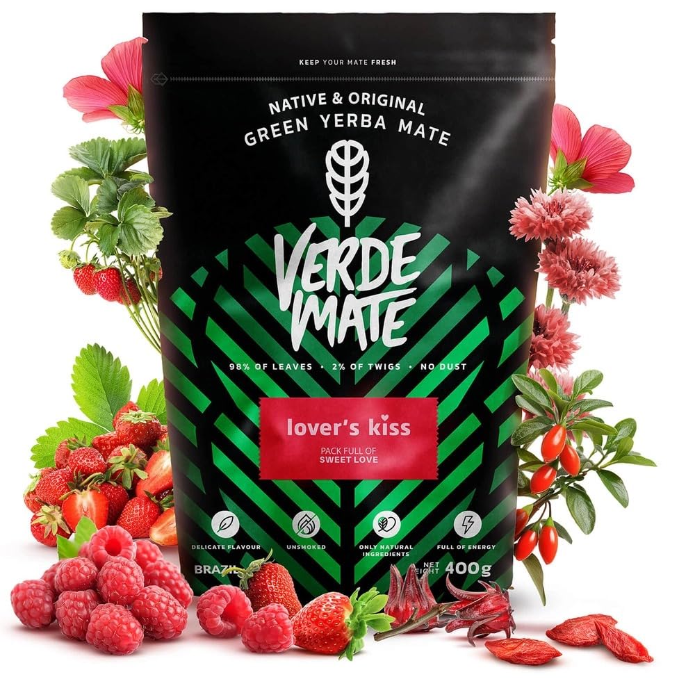 Mate Tee Set Verde Mate Lover's Kiss 400g - mit Mate Becher Toro 350ml, Bombilla und Zubehör - Brasi