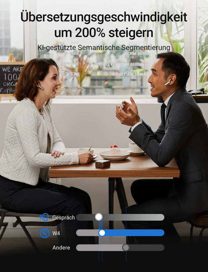 Timekettle W4 Al Übersetzer Kopfhörer, Bidirektionale Simultanübersetzung, Übersetzungsgerät, Knoche
