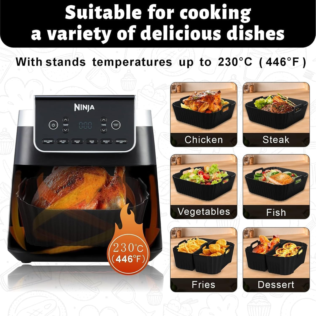 3 Stück Airfryer Silikonform für Heissluftfritteuse, Air Fryer Zubehör Wiederverwendba Silikon Einsa