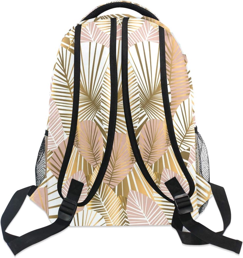 Gold Tropical Leave Schulrucksack für Jungen Mädchen Kinder Reisetasche Bookbag