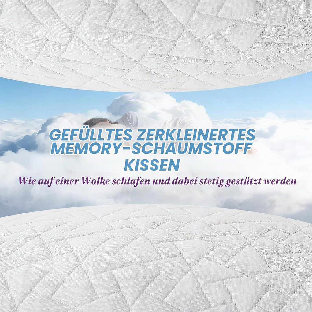 A-Pce Memory Foam Kissen 2er Set für alle Schläfer, Höhenverstellbares Seitenschläferkissen mit Abne